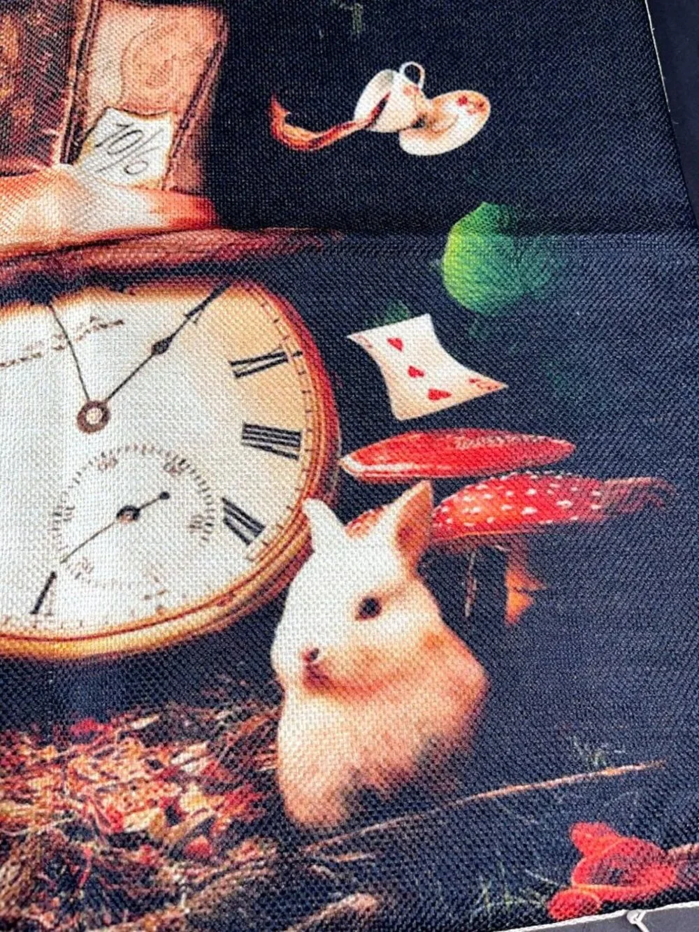Alice Wonderland Accent Pillowcase Clock Rabbit Throw Pillow Cushion Cover Decor